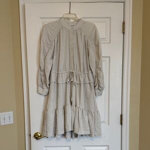 Calvin Klein White Gray stripe chambray Casual Dress